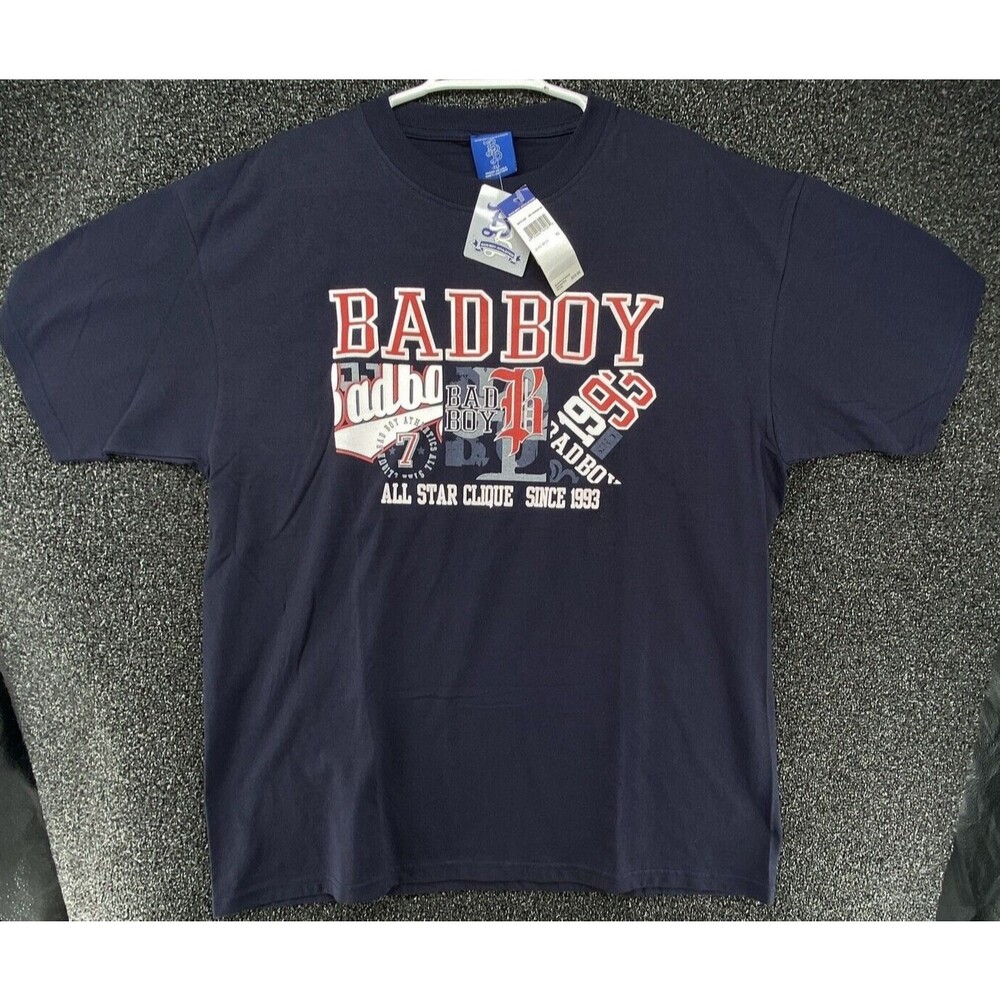 Vintage NWT Bad Boy Athletics Graphic T Shirt Mens XL Navy Blue Made USA 90s